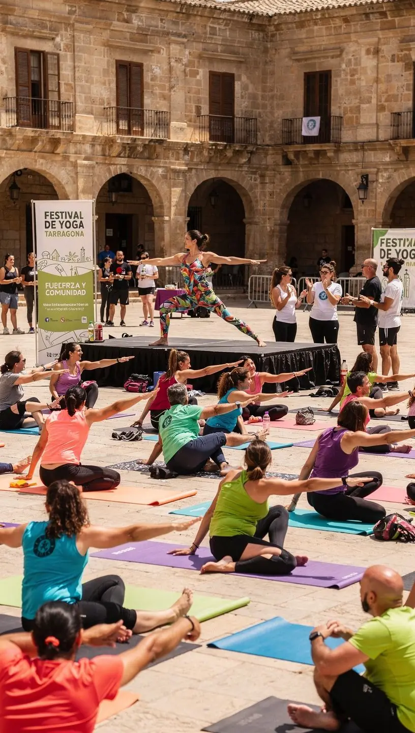 Grupo de personas en una clase de yoga, enfocándose en ejercicios de fuerza y resistencia para construir músculo.